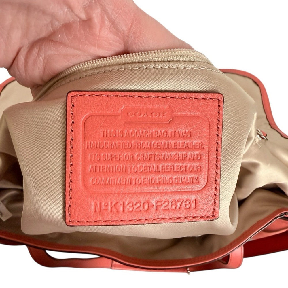 Coach Taylor Leather Marin Flap Satchel Coral Pink F26781 - Picture 12 of 16